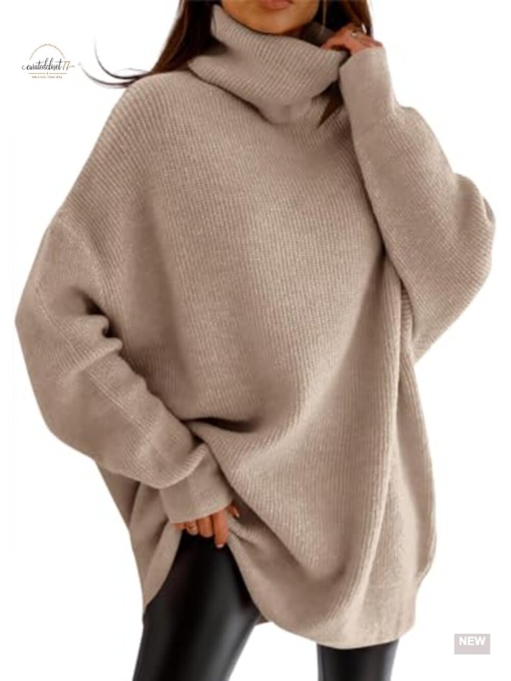 Womens Turtleneck Oversized Sweater Batwing Chunky Pullover Loose Knit Jumper